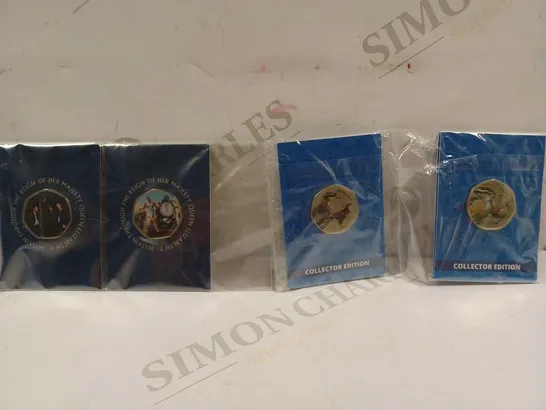 12 X PACKS TO CONTAIN AN ASSORTMENT OF COMMEMORATIVE COINS - APPROX 2-4 COINS PER PACK 