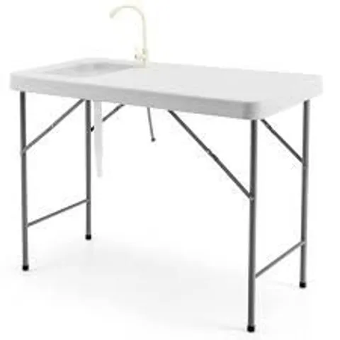 BOXED COSTWAY FOLDING FISH CLEANING TABLE WITH SINK AND FAUCET FOR DOCK PICNIC