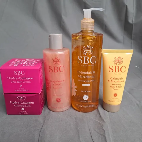 SET OF 5 SBC PRODUCTS TO INCLUDE BODY WASH, MOISTURIZER, HAND CREAM ETC