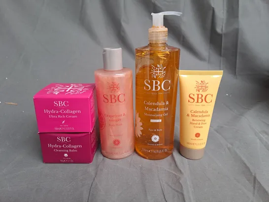 SET OF 5 SBC PRODUCTS TO INCLUDE BODY WASH, MOISTURIZER, HAND CREAM ETC