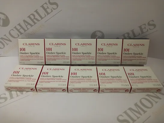 LOT OF 10 CLARINS 101 OMBRE SPARKLE GLITTER FINISH POWDER EYESHADOW - GOLD DIAMOND 