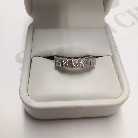 18CT WHITE GOLD FIE STONE HALF ETERNITY RING BAR SET WITH PRINCESS CUT DIAMONDS WEIGHING +1.61CT