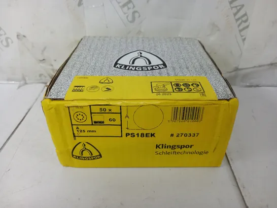 BOXED AND SEALED KLINGSPOR PS18EK SANDING DISCS - BOX OF 50 - 125MM GRIT 