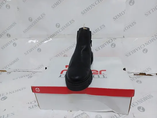 BOXED RIEKER BLACK CHUNKY ANKLE BOOTS- SIZE 6