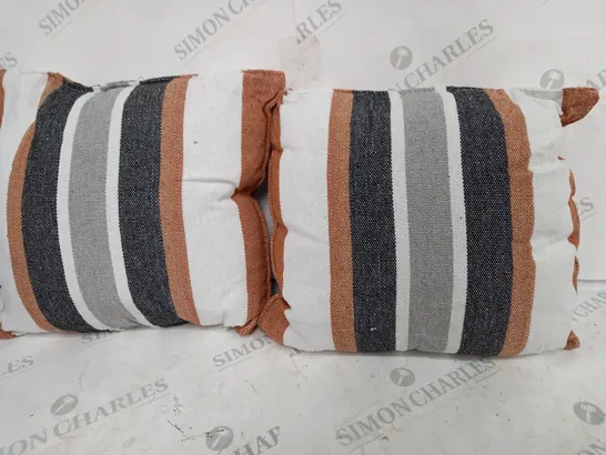 PAIR OF STRIPED FABRIC CUSHIONS