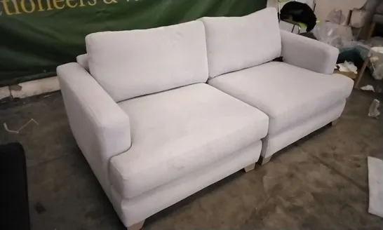 QUALITY DESIGNER LOUNGE CO 2 SEATER SOFA IN WHITE GREY FABRIC 