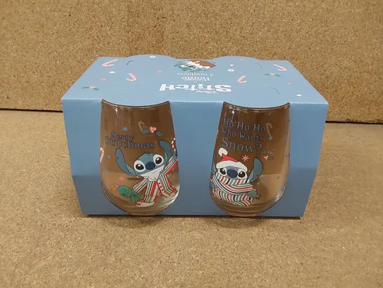 12 X DISNEY STITCH CHRISTMAS THEMED DRINKING TUMBLER SETS - 4 TUMBLERS PER SET (6 BOXES)