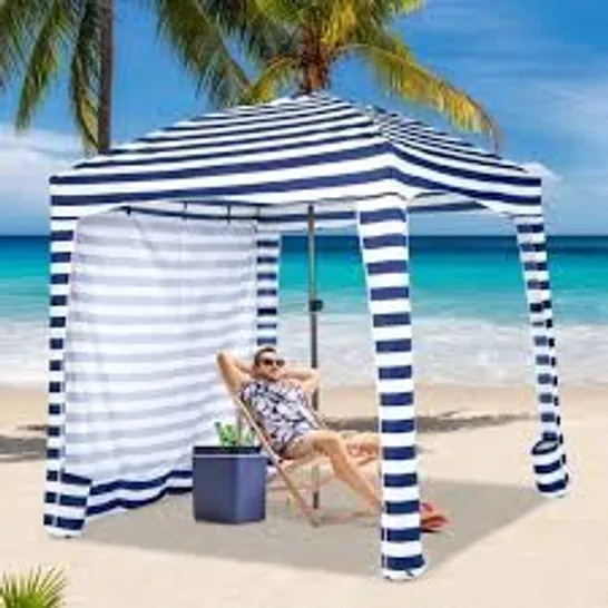 BOXED COSTWAY 6 X 6 FEET FOLDABLE BEACH CABANA TENT WITH CARRYING BAG AND DETACHABLE SIDEWALL