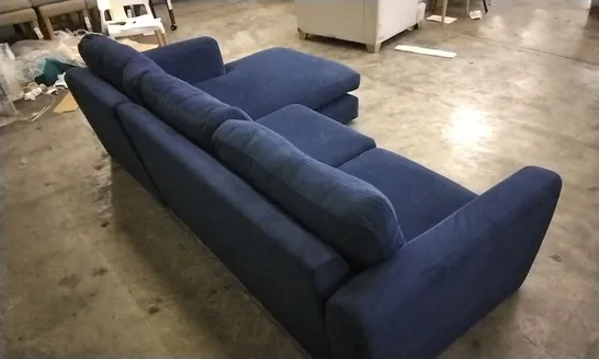 QUALITY DESIGNER LOUNGE CO CORNER GROUP SOFA WITH CHAISE SECTION IN NAVY BLUE FABRIC