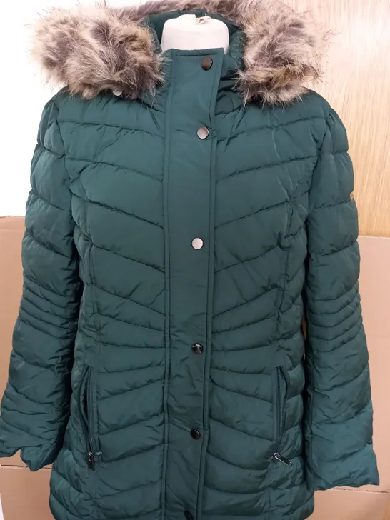 CENTIGRADE FAUX DOWN COAT IN FOREST GREEN SIZE LARGE 