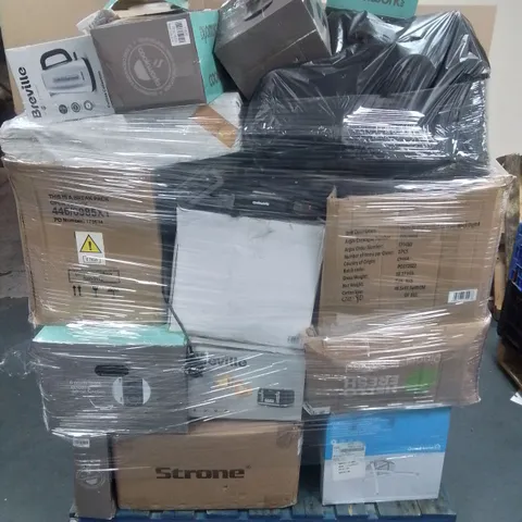 PALLET OF ASSORTED HOUSEHOLD ITEMS TO INCLUDE LED CEILING LIGHT, COOKWORKS KETTLES AND VORTEX AIRFRYER