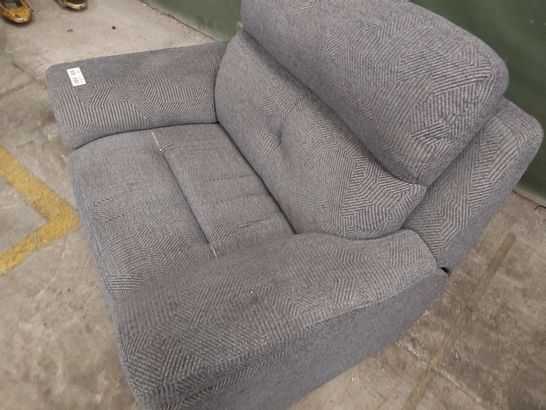 QUALITY BRITISH DESIGNER G PLAN GREY FABRIC SNUGGLE CHAIR WITH STUDDED DETAILS