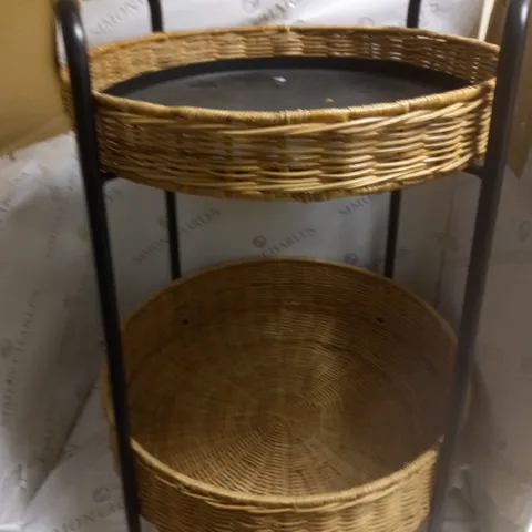 WICKER WHEELED SERVING TRAY