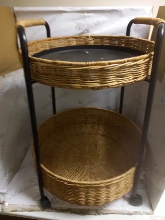 WICKER WHEELED SERVING TRAY