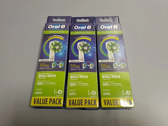 LOT OF 3 4-PACKS OF ORAL B CROSS ACTION TOOTHBRUSH HEADS