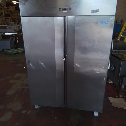 LARGE COMMERCIAL DOUBLE DOOR STAINLESS FOOD REFRIGERATOR UNIT 