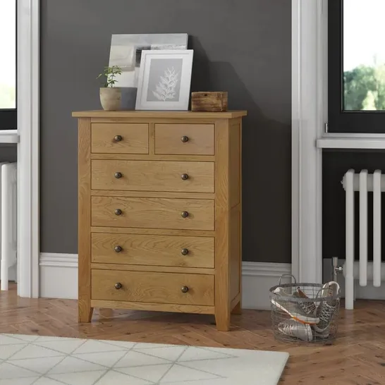 NORTH CASTLE 6-DRAWER 83CM W SOLID WOOD CHEST OF DRAWERS 