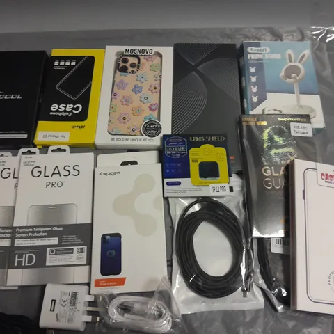 LOT OF ASSORTED MOBILE PHONE ACCESSORIES TO INCLUDE SCREEN PROTECTORS, CASES AND CHARGE CABLES