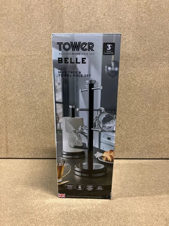 BOXED TOWER T826172 BELLE MUG TREE AND TOWEL POLE SET