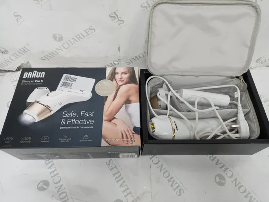 BOXED BRAUN SILK-EXPERT PRO 5 IPL WITH 2 HEADS, RAZOR & VANITY CASE