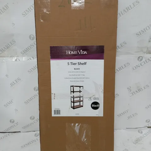 BOXED 5 TIER BOLTLESS SHELVING UNIT - BLACK FRAME 