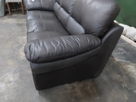 DESIGNER THREE SEATER SOFA CHARCOAL LEATHER 