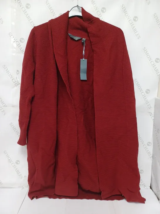 RUTH LANGSFORD OTTOMAN CARDIGAN IN BURGUNDY - LARGE