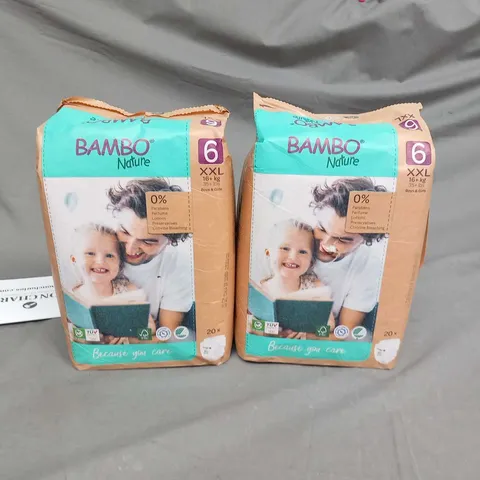 BOX OF SIX PACKS OF TWENTY BAMBO NATURE 6 XXL 16+ KG ECO FRIENDLY DIAPERS(TOTAL 120 DIAPERS) 