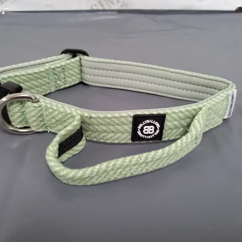 BULLY BILLOWS 2.5CM TWEED COMBAT COLLAR WITH HANDLE & RATED CLIP - LIGHT GREEN