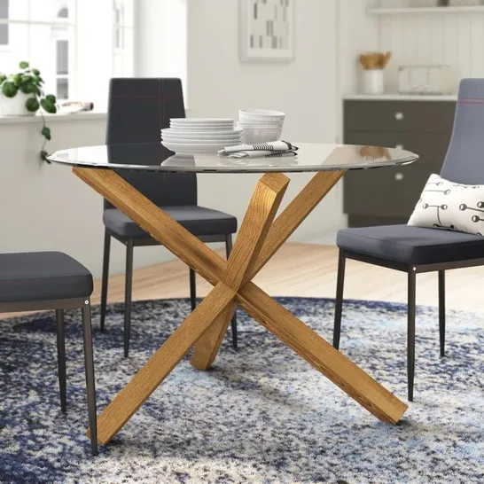 BOXED JEMMA PEDESTAL DINING TABLE OAK (2 BOXES)