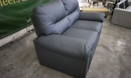 DESIGNER GREY LEATHER 2 SEATER SOFA