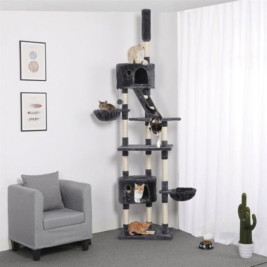 BOXED 255CM SAMIRA CAT TREE DARK GREY/WHITE