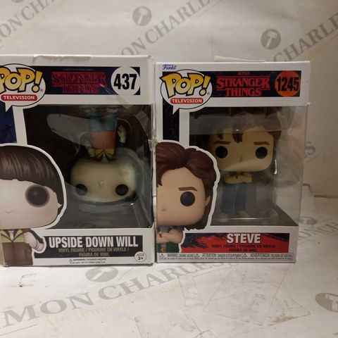 2 ASSORTED POP TELEVISION NETFLIX STRANGER THINGS VINYL FIGURES TO INCLUDE; 437 UPSIDE DOWN WILL AND 1245 STEVE