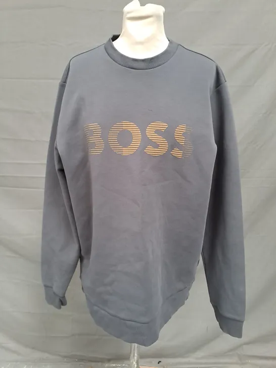 BOSS LONG SLEEVE JUMPER IN GREY SIZE LARGE