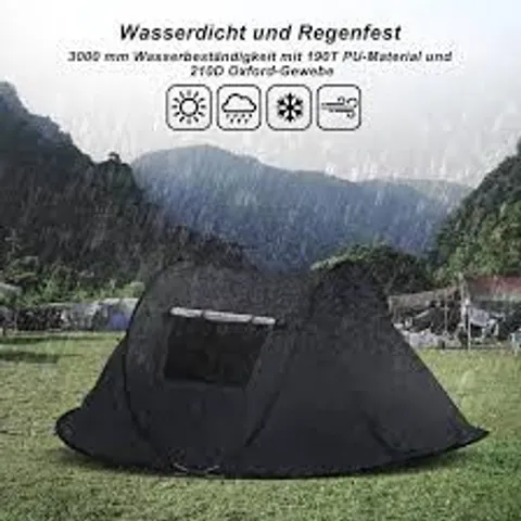 BOXED CLIPOP CAMPING TENT, POP UP TENT, 3-4 PEOPLE, UPF 50+, FOR FAMILY CAMPING, FISHING, PICNIC, BEACH, BLACK (1 BOX)