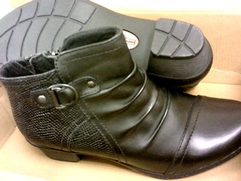 EARTH SPIRIT LEATHER SEYMOUR ANKLE BOOT SIZE 6 BLACK