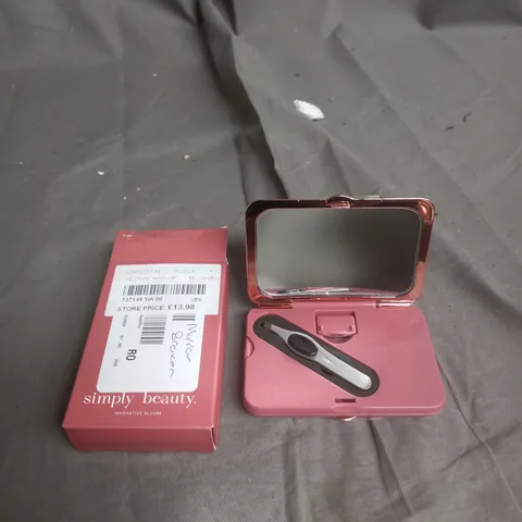 SIMPLY BEAUTY MAGNIFICATION MIRROR WITH LED, TWEEZERS & CRYSTAL NAIL FILE IN FUCHSIA/GOLD