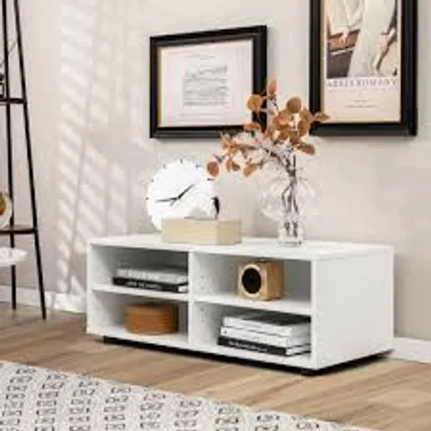 BOXED TV STAND FOR TVS UP TO WOODEN TV CONSOLE TABLE IN WHITE