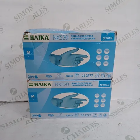 LOT TO CONTAIN 2 X PACKS OF HAIKA NX520 NITRILE EXAMINATION GLOVES - 200 GLOVES PER BOX 