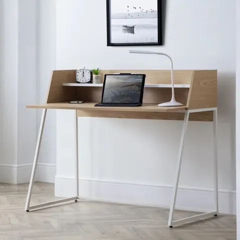 BOXED LIPPI PALMER COMPUTER DESK - OAK/WHITE (1 BOX)