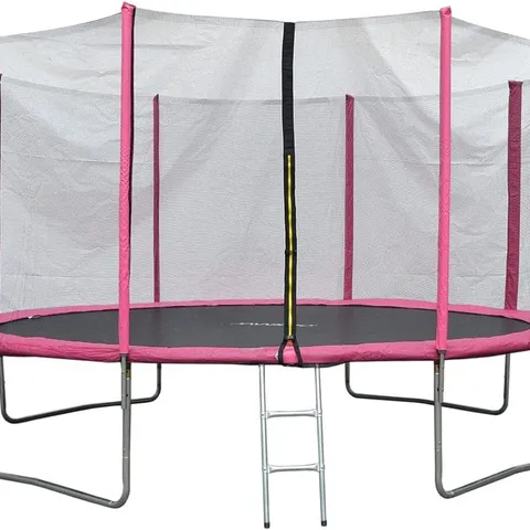 EVRE 8 FT PINK OUTDOOR TRAMPOLINE WITH SAFETY NET PADDED POLES AND LADDER (2 BOXES)