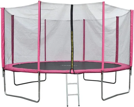 EVRE 8 FT PINK OUTDOOR TRAMPOLINE WITH SAFETY NET PADDED POLES AND LADDER (2 BOXES)