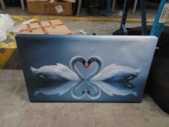 HEART SHAPED SWANS WILD LIFE - WRAPPED CANVAS 