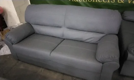 QUALITY 3 SEATER LIGHT GREY LEATHER SOFA 