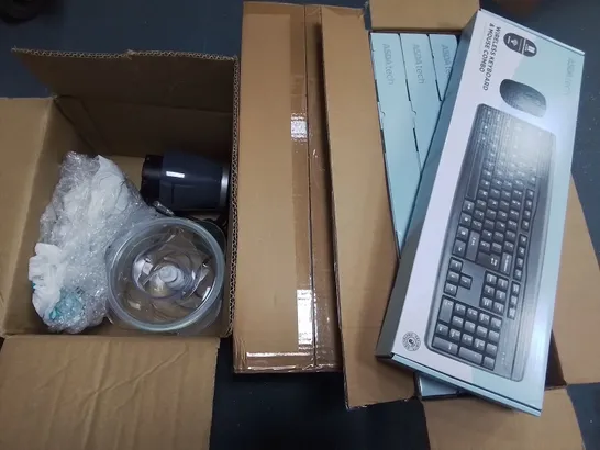 LOT OF APPROXIMATELY 26 ASSORTED ITEMS TO INCLUDE BLOOD PRESSURE MONITOR, SCENTED CANDLES AND WIRELESS KEYBOARD AND MOUSE COMBOS 