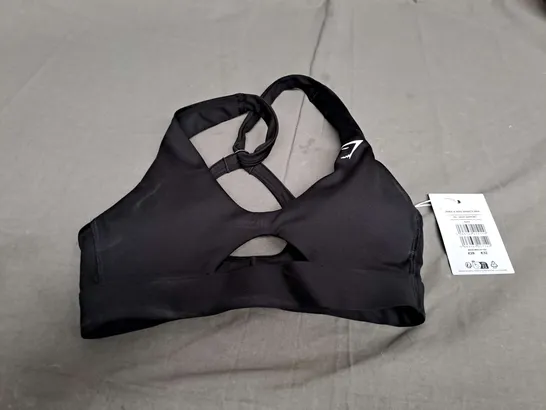 GYMSHARK PEEK A BOO SPORTS BRA IN BLACK - XS