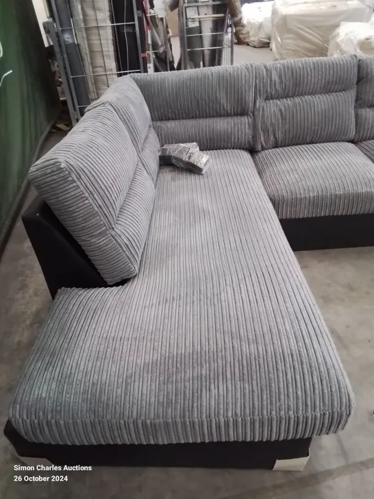 QUALITY DESIGNER ARMSTRONG FABRIC UPHOLSTERED GREY CORNER SOFA