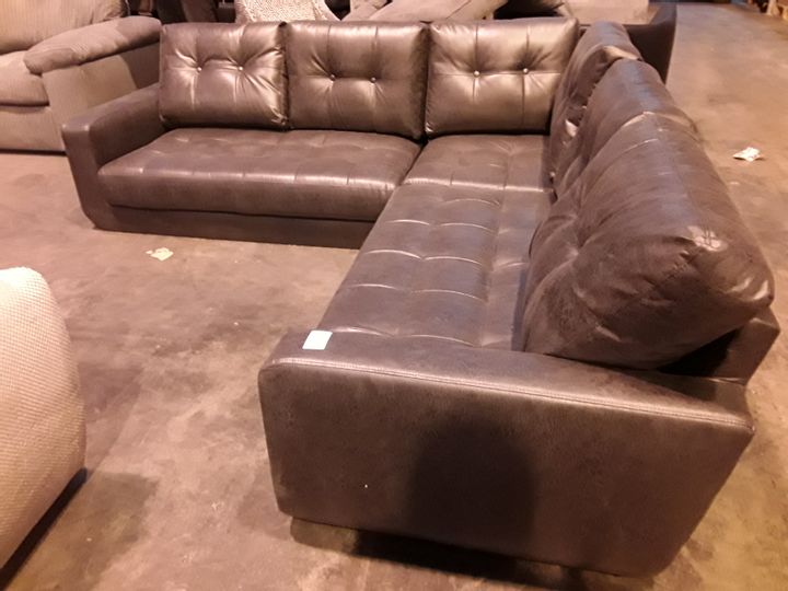 grey faux leather corner sofa