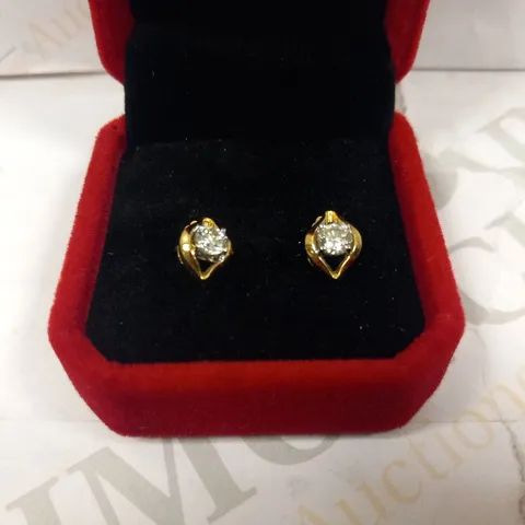 18CT YELLOW GOLD EARRINGS SET WITH DIAMONDS WEIGHING +0.64CT