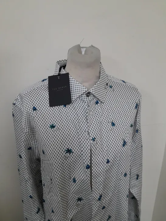 TED BAKER FLORAL GEO PRINT BUTTON SHIRT SIZE 5